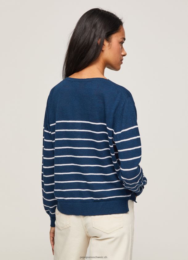 gestreifter Baumwolljersey Frauen Pepe Jeans Ozean 84XH6T237