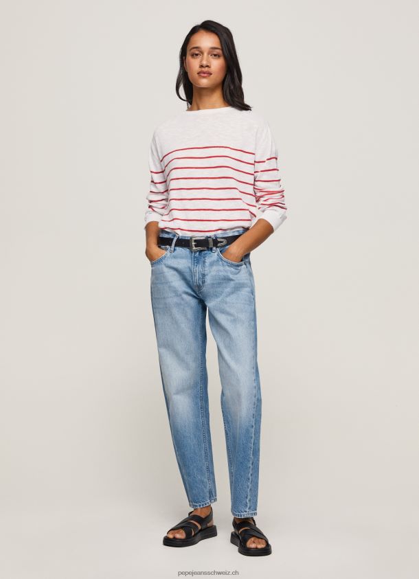 gestreifter Baumwolljersey Frauen Pepe Jeans Weiss 84XH6T238