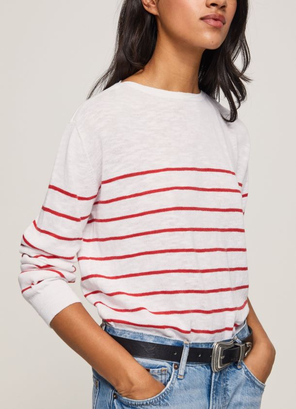gestreifter Baumwolljersey Frauen Pepe Jeans Weiss 84XH6T238