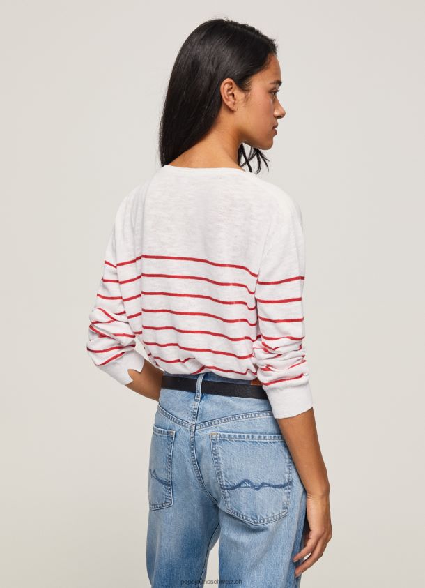 gestreifter Baumwolljersey Frauen Pepe Jeans Weiss 84XH6T238