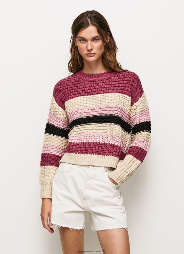 gestreifter Rundhals-Jersey Frauen Pepe Jeans dunkel erröten 84XH6T262