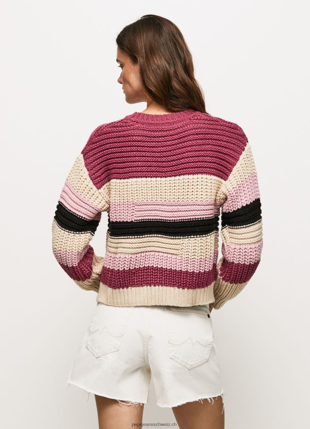 gestreifter Rundhals-Jersey Frauen Pepe Jeans dunkel erröten 84XH6T262