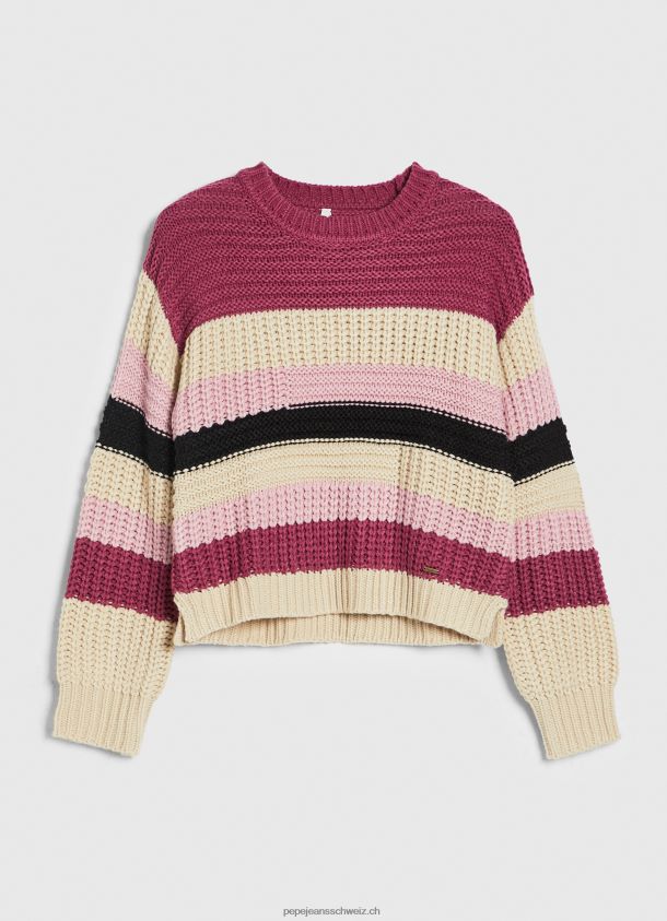 gestreifter Rundhals-Jersey Frauen Pepe Jeans dunkel erröten 84XH6T262