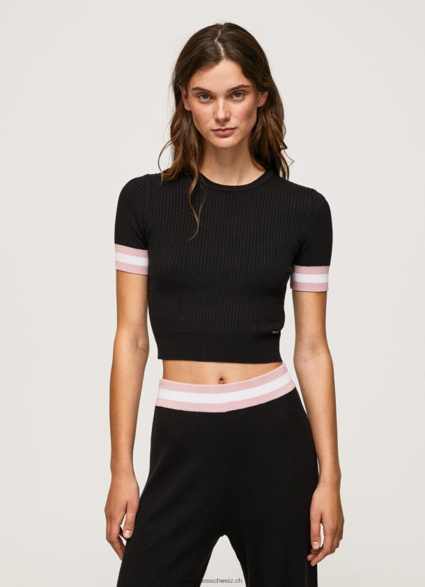 kurzärmliges Oberteil mit Rundhalsausschnitt Frauen Pepe Jeans Schwarz 84XH6T263