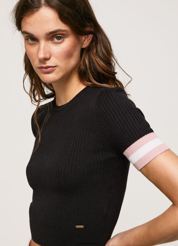 kurzärmliges Oberteil mit Rundhalsausschnitt Frauen Pepe Jeans Schwarz 84XH6T263