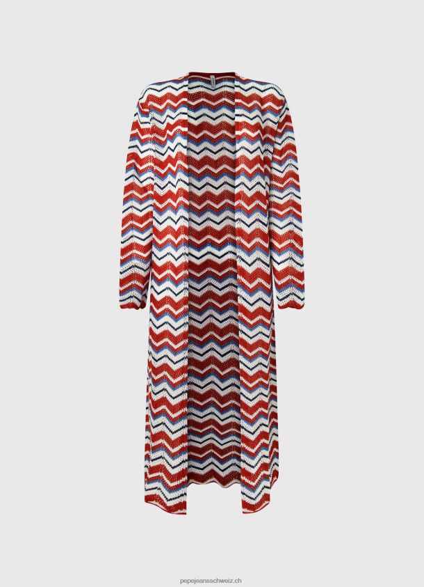 langer Cardigan mit Zick-Zack-Print Frauen Pepe Jeans studiorot 84XH6T225
