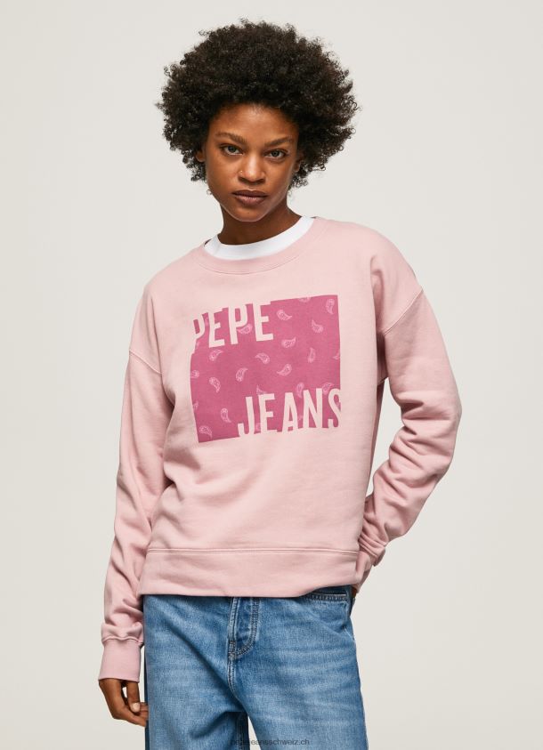 Baumwoll-Logo-Pullover Frauen Pepe Jeans wolkig rosa 84XH6T285