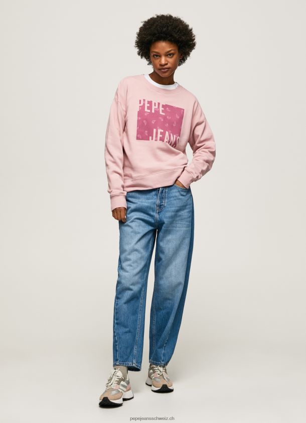 Baumwoll-Logo-Pullover Frauen Pepe Jeans wolkig rosa 84XH6T285