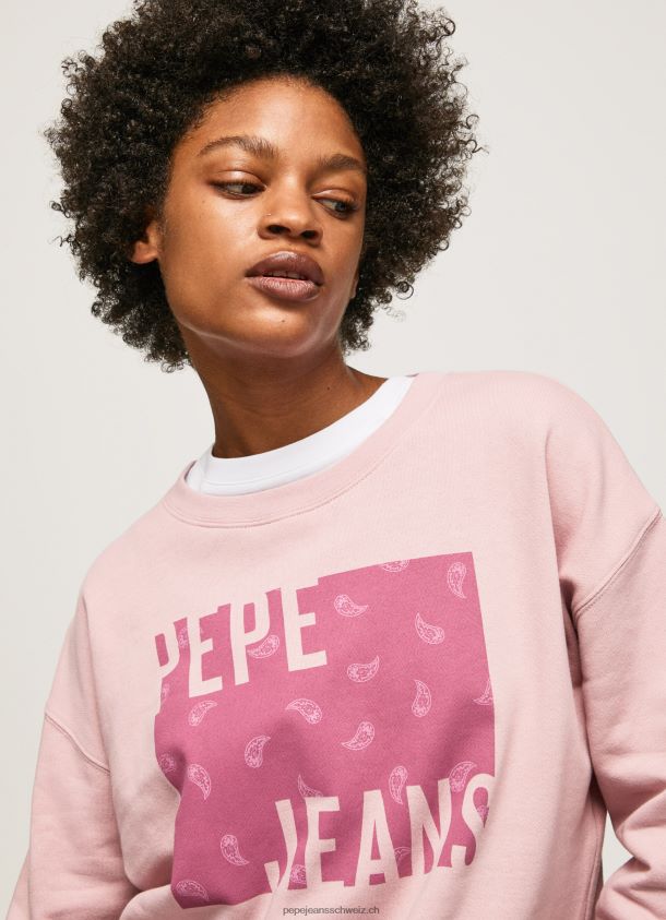 Baumwoll-Logo-Pullover Frauen Pepe Jeans wolkig rosa 84XH6T285