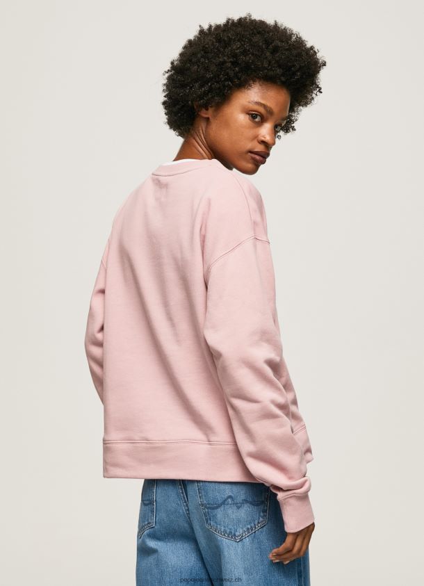 Baumwoll-Logo-Pullover Frauen Pepe Jeans wolkig rosa 84XH6T285