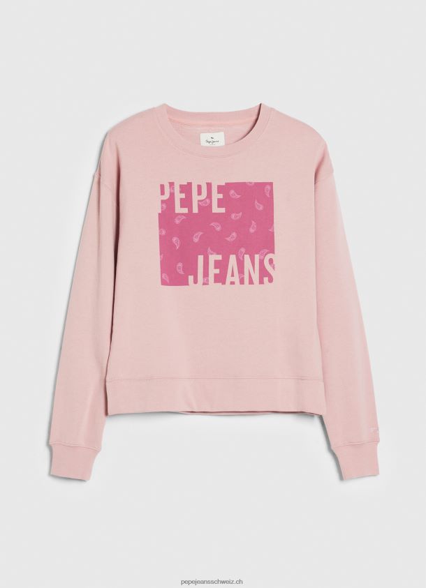 Baumwoll-Logo-Pullover Frauen Pepe Jeans wolkig rosa 84XH6T285
