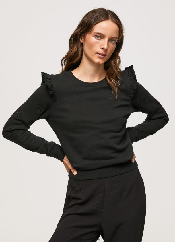 Baumwollpullover mit Rüschen Frauen Pepe Jeans Schwarz 84XH6T283
