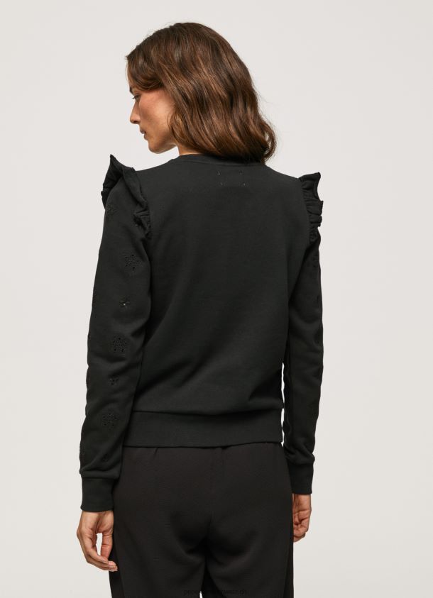 Baumwollpullover mit Rüschen Frauen Pepe Jeans Schwarz 84XH6T283