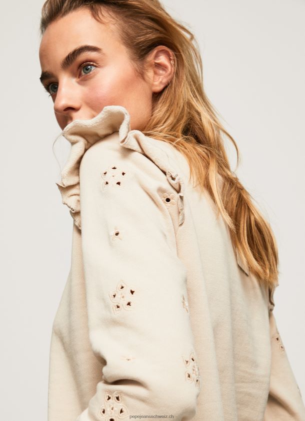Baumwollpullover mit Rüschen Frauen Pepe Jeans polieren 84XH6T284