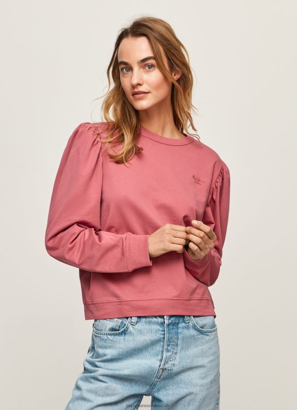 Baumwollpullover mit aufgesticktem Logo Frauen Pepe Jeans dunkel erröten 84XH6T278