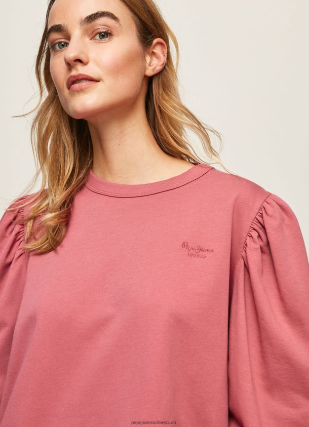 Baumwollpullover mit aufgesticktem Logo Frauen Pepe Jeans dunkel erröten 84XH6T278