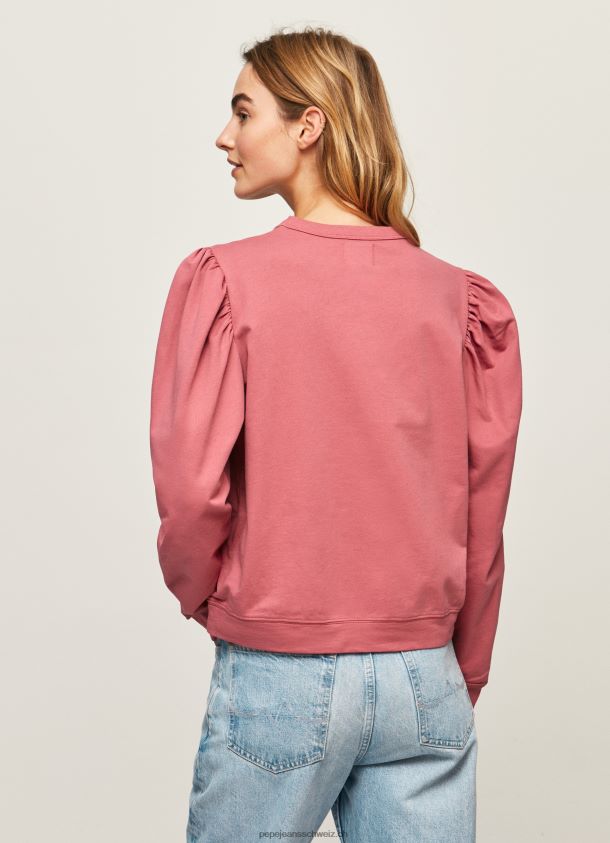 Baumwollpullover mit aufgesticktem Logo Frauen Pepe Jeans dunkel erröten 84XH6T278