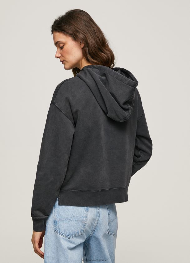 Kapuzenpullover aus Baumwolle Frauen Pepe Jeans schwarz gewaschen 84XH6T281