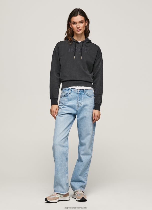 Kapuzenpullover aus Baumwolle Frauen Pepe Jeans schwarz gewaschen 84XH6T281