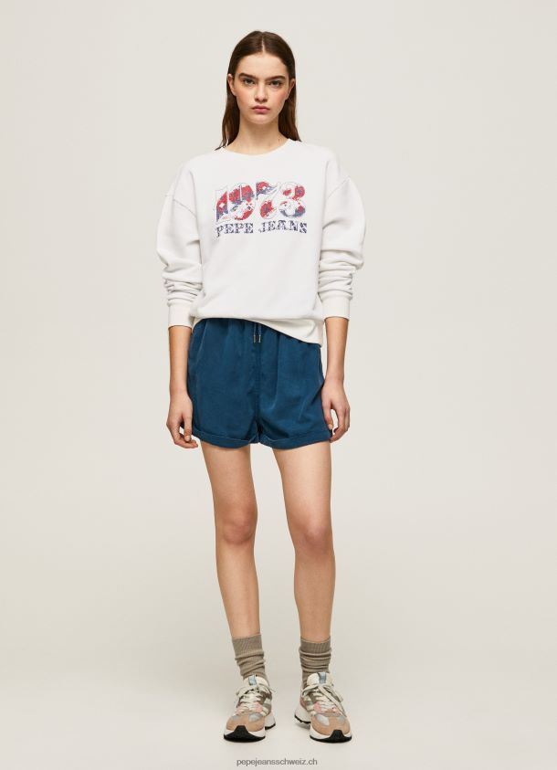 Plüsch-Sweatshirt mit 1973-Logo Frauen Pepe Jeans Weiss 84XH6T280
