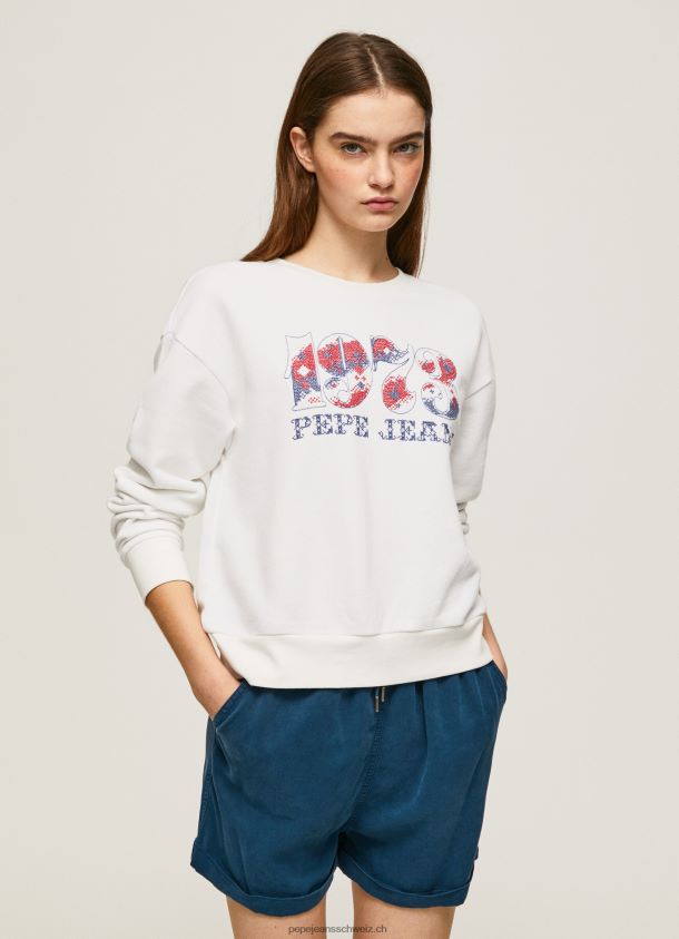 Plüsch-Sweatshirt mit 1973-Logo Frauen Pepe Jeans Weiss 84XH6T280