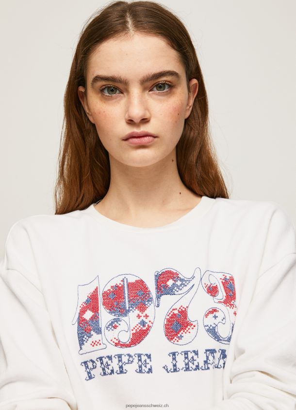 Plüsch-Sweatshirt mit 1973-Logo Frauen Pepe Jeans Weiss 84XH6T280