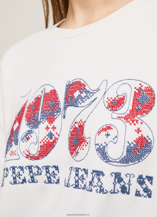 Plüsch-Sweatshirt mit 1973-Logo Frauen Pepe Jeans Weiss 84XH6T280