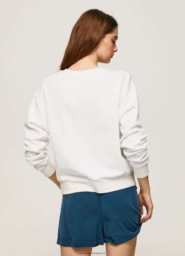 Plüsch-Sweatshirt mit 1973-Logo Frauen Pepe Jeans Weiss 84XH6T280