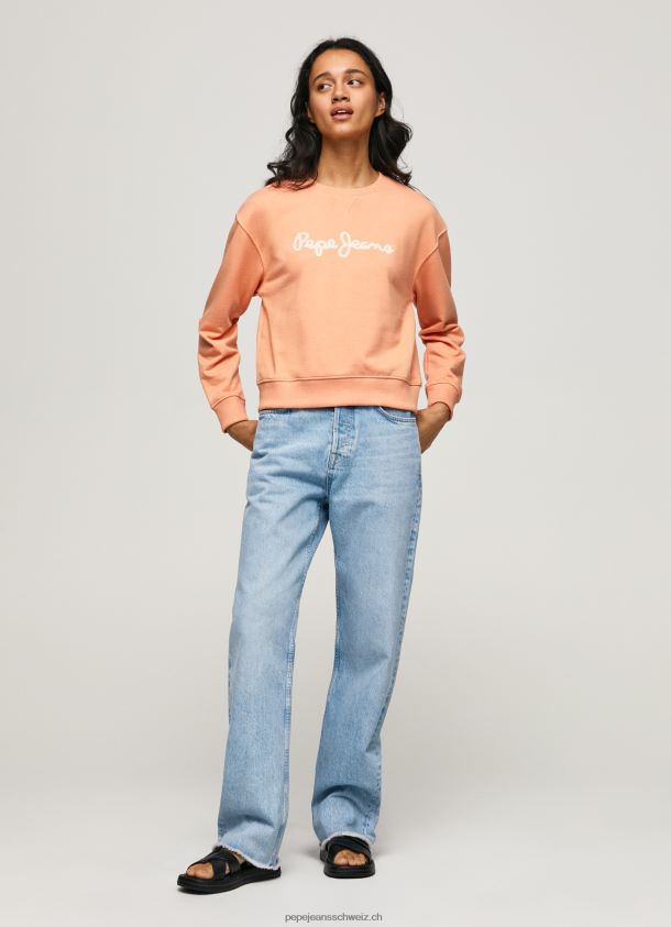 Pullover mit Logo-Print Frauen Pepe Jeans Pfirsich 84XH6T274