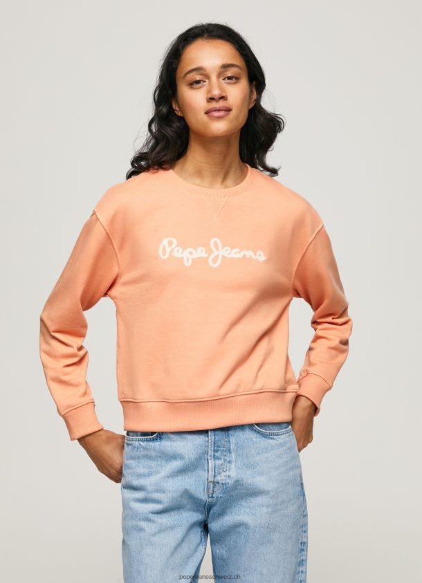 Pullover mit Logo-Print Frauen Pepe Jeans Pfirsich 84XH6T274