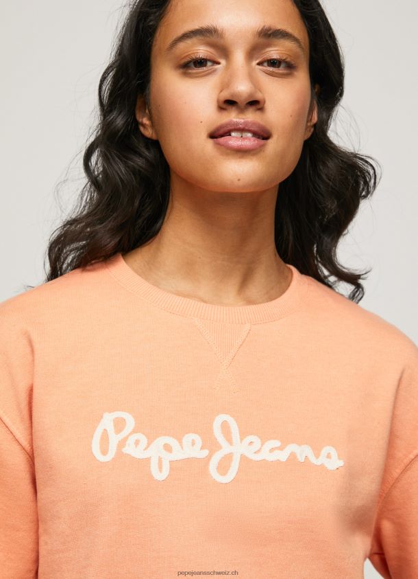 Pullover mit Logo-Print Frauen Pepe Jeans Pfirsich 84XH6T274