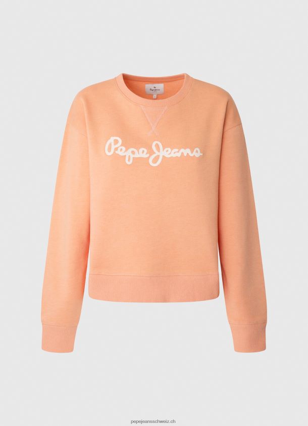 Pullover mit Logo-Print Frauen Pepe Jeans Pfirsich 84XH6T274