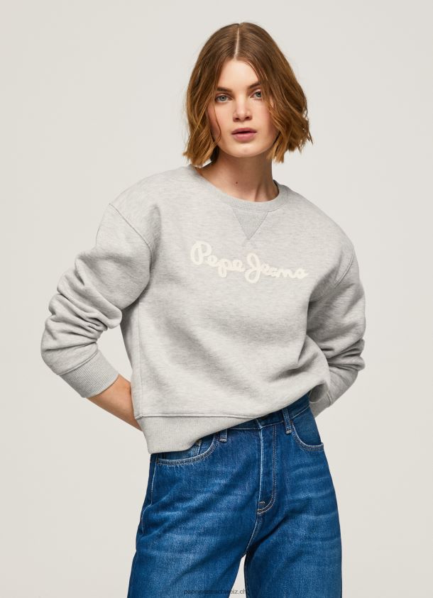 Pullover mit Logo-Print Frauen Pepe Jeans grau meliert 84XH6T267