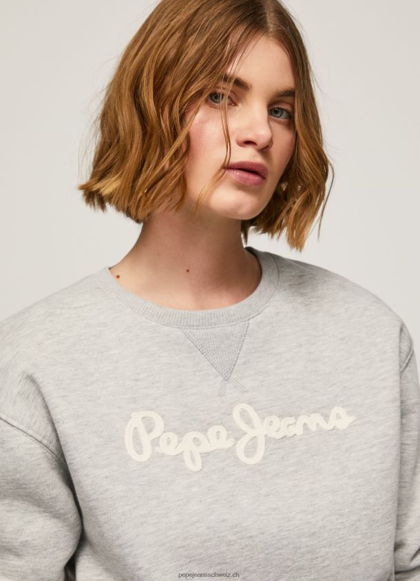 Pullover mit Logo-Print Frauen Pepe Jeans grau meliert 84XH6T267