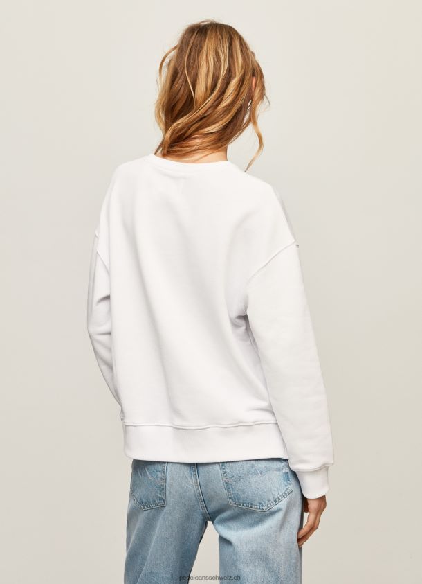 Union-Jack-Pullover aus Baumwolle Frauen Pepe Jeans Weiss 84XH6T266