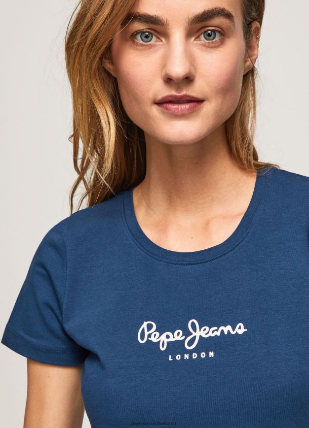 Basic-Logo-T-Shirt Frauen Pepe Jeans Marine 84XH6T470