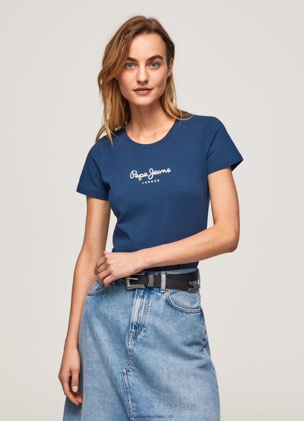 Basic-Logo-T-Shirt Frauen Pepe Jeans Marine 84XH6T470