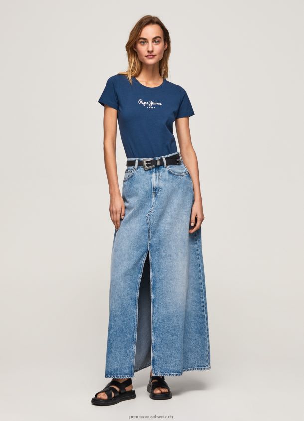 Basic-Logo-T-Shirt Frauen Pepe Jeans Marine 84XH6T470