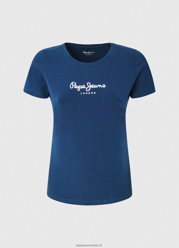Basic-Logo-T-Shirt Frauen Pepe Jeans Marine 84XH6T470
