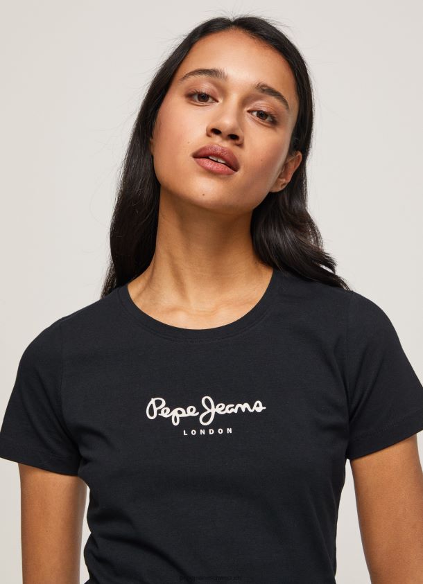 Basic-Logo-T-Shirt Frauen Pepe Jeans Schwarz 84XH6T400