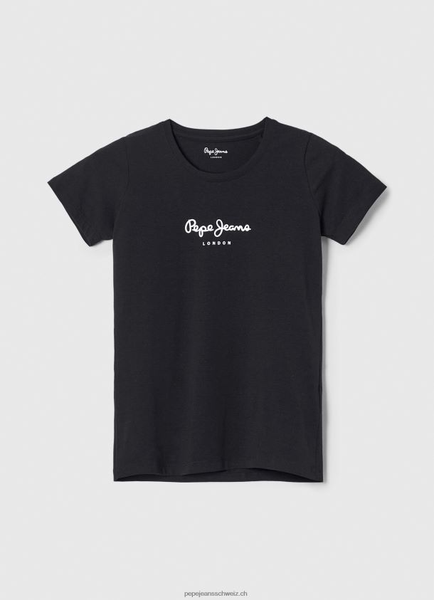 Basic-Logo-T-Shirt Frauen Pepe Jeans Schwarz 84XH6T400