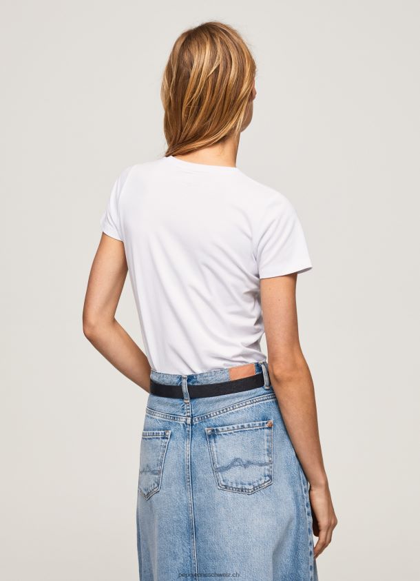 Basic-Logo-T-Shirt Frauen Pepe Jeans Weiss 84XH6T416