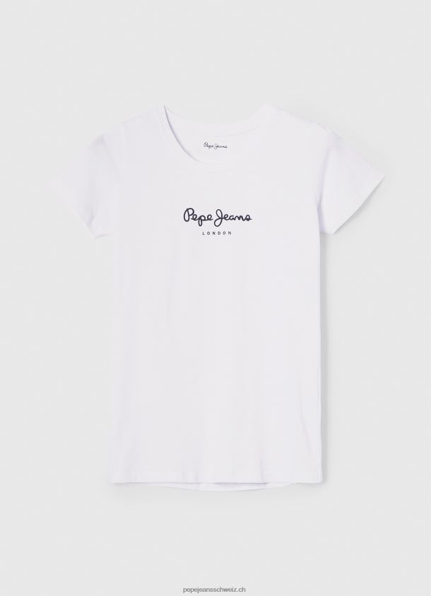 Basic-Logo-T-Shirt Frauen Pepe Jeans Weiss 84XH6T416