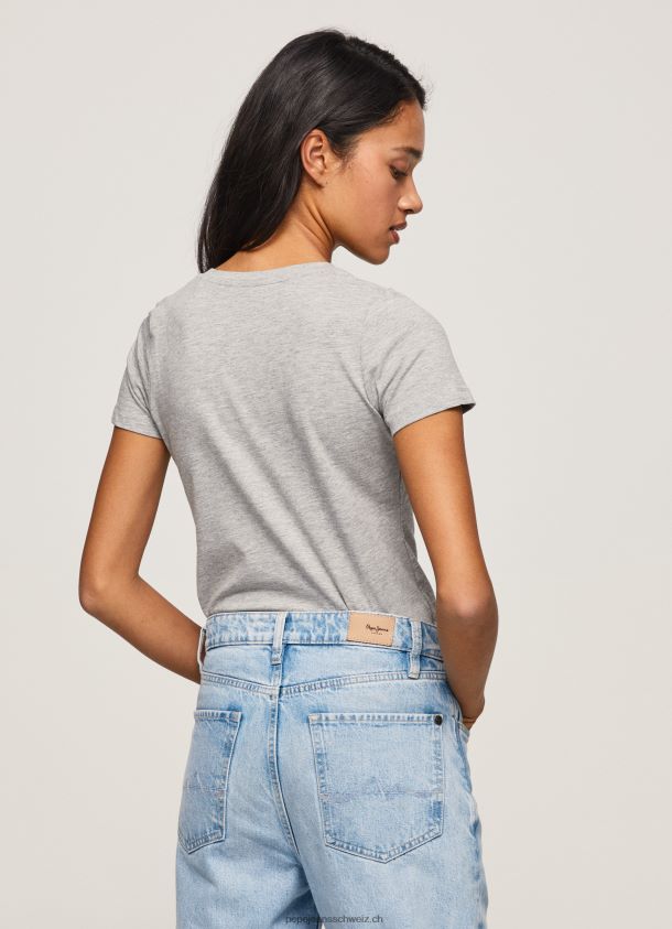 Basic-Logo-T-Shirt Frauen Pepe Jeans grau meliert 84XH6T401