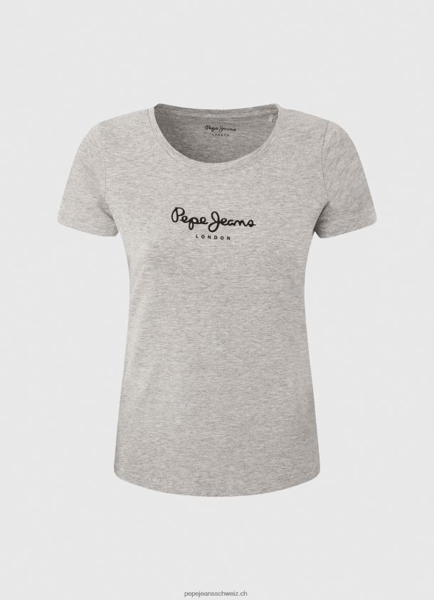 Basic-Logo-T-Shirt Frauen Pepe Jeans grau meliert 84XH6T401