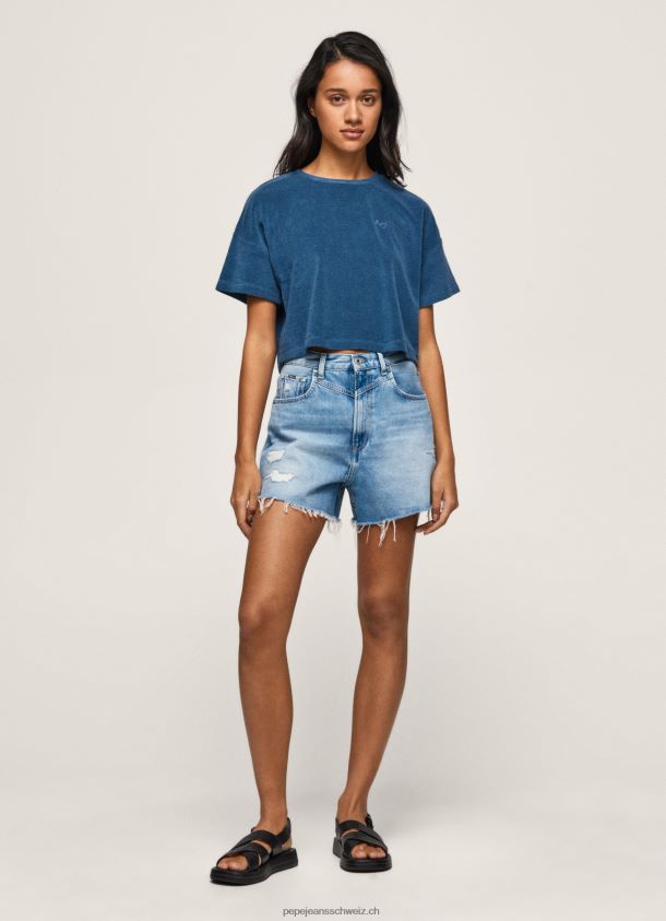 Kurz geschnittenes Samt-T-Shirt Frauen Pepe Jeans Jarman 84XH6T461