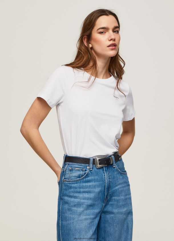 Kurzarm-T-Shirt aus Baumwolle Frauen Pepe Jeans Weiss 84XH6T420