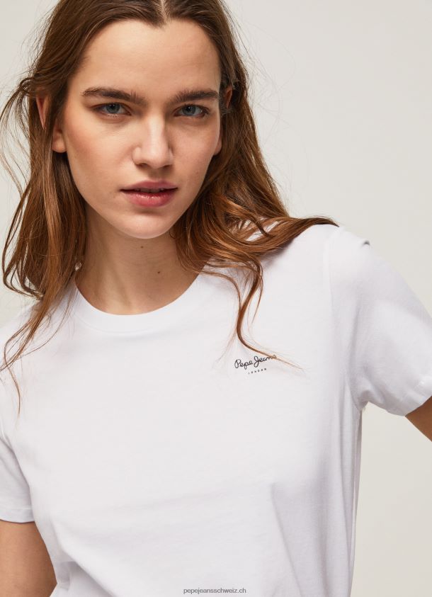 Kurzarm-T-Shirt aus Baumwolle Frauen Pepe Jeans Weiss 84XH6T420