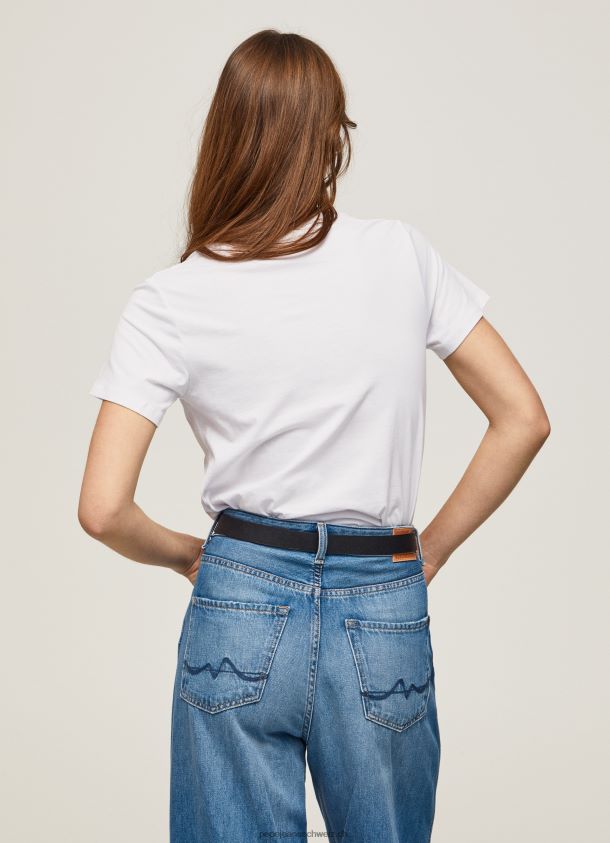 Kurzarm-T-Shirt aus Baumwolle Frauen Pepe Jeans Weiss 84XH6T420