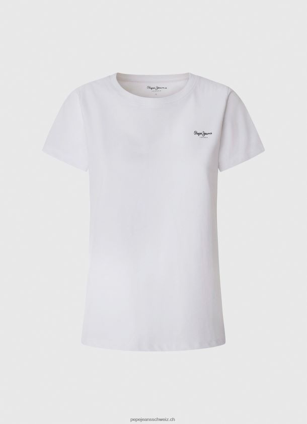 Kurzarm-T-Shirt aus Baumwolle Frauen Pepe Jeans Weiss 84XH6T420